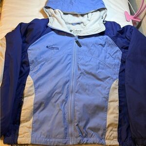 Columbia Light Periwinkle, Blue and Cream Fleece Jacket with Hood